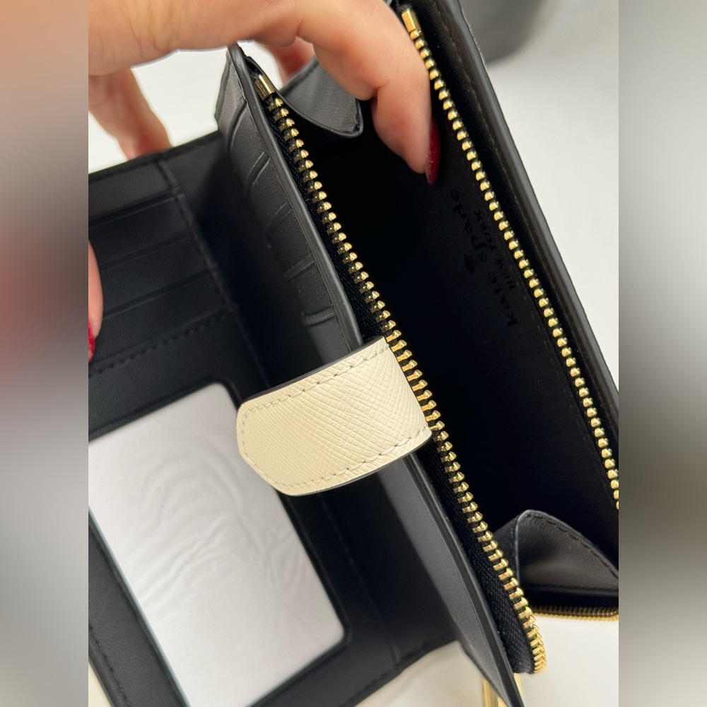 Kate Spade New York Madison Puffy Heart Medium Bifold meringue saffiano leather - Picture 6 of 7